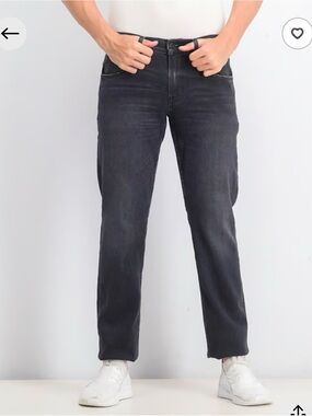 HUDSON MEN BRYON STRAIGHT LEG MID RISE WASHED BLACK JEANS 32